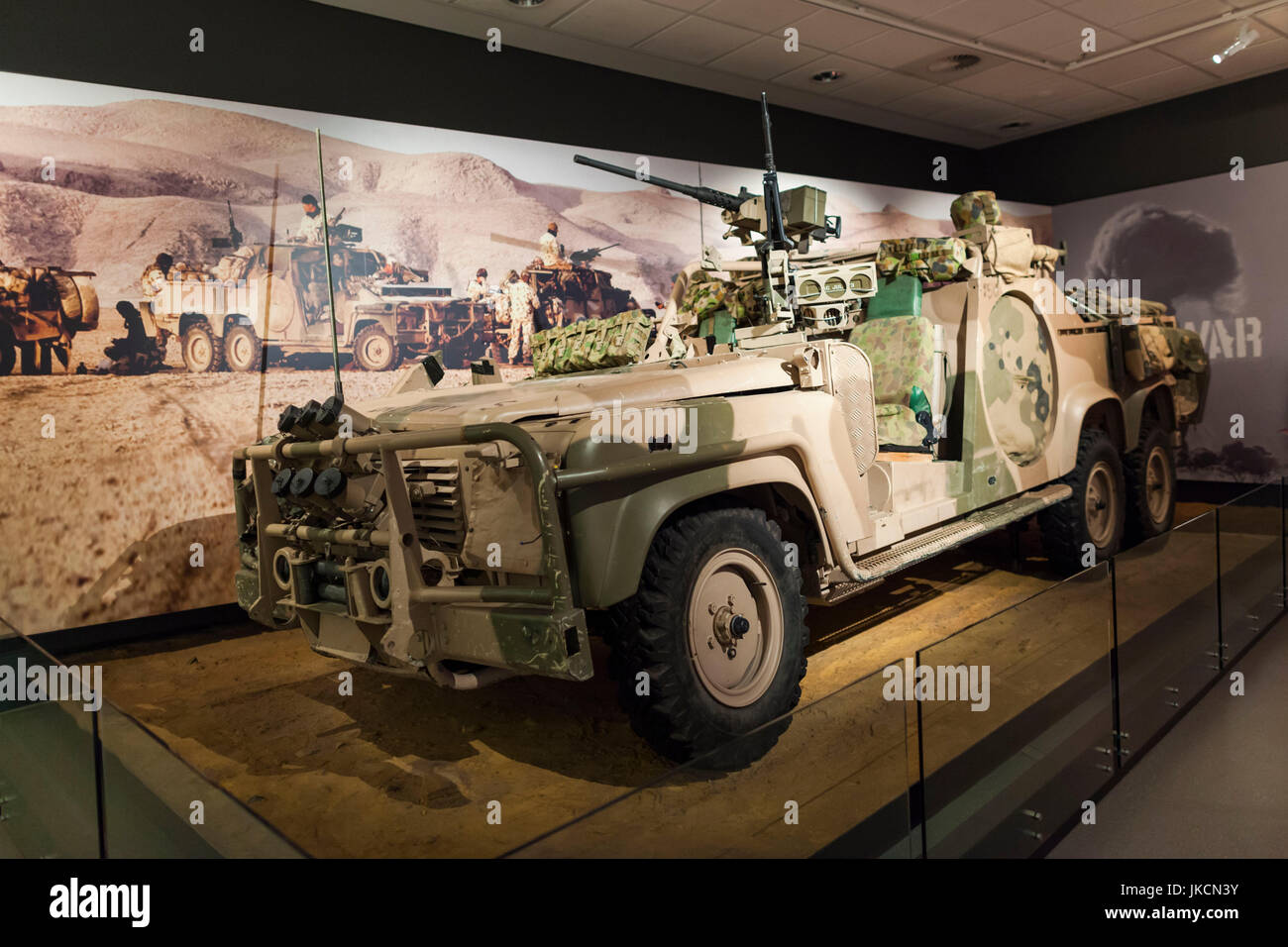 Australia, Australian Capital Territory, ACT, Canberra, Australian War Memorial Museum, Iraq war-era, Australian 6x6 Long Range Patrol Vehicle, the One Fitty Stock Photo