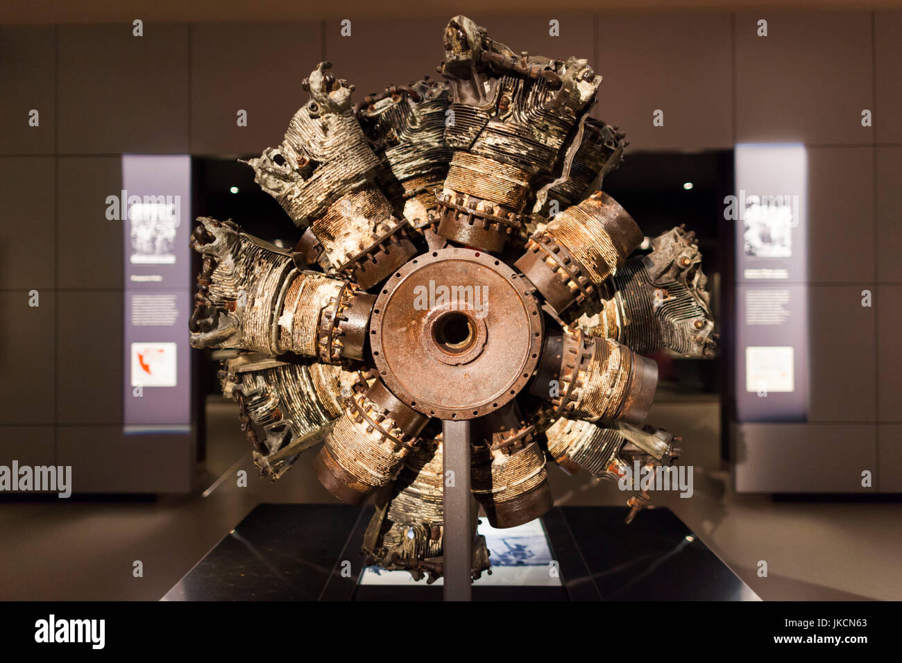 Australia, Australian Capital Territory, ACT, Canberra, Australian War Memorial Museum, WW2-era aircraft engine from downed aircraft found in the Pacific Ocean Stock Photo