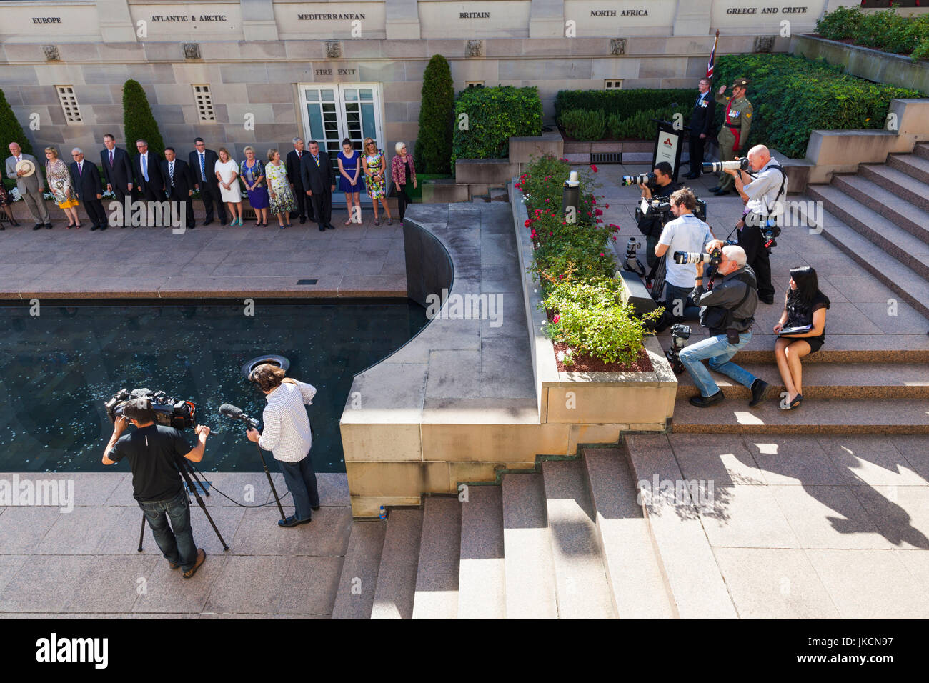 Australia, Australian Capital Territory, ACT, Canberra, Australian War Memorial, Hall of Memory, wreath laying press corps Stock Photo