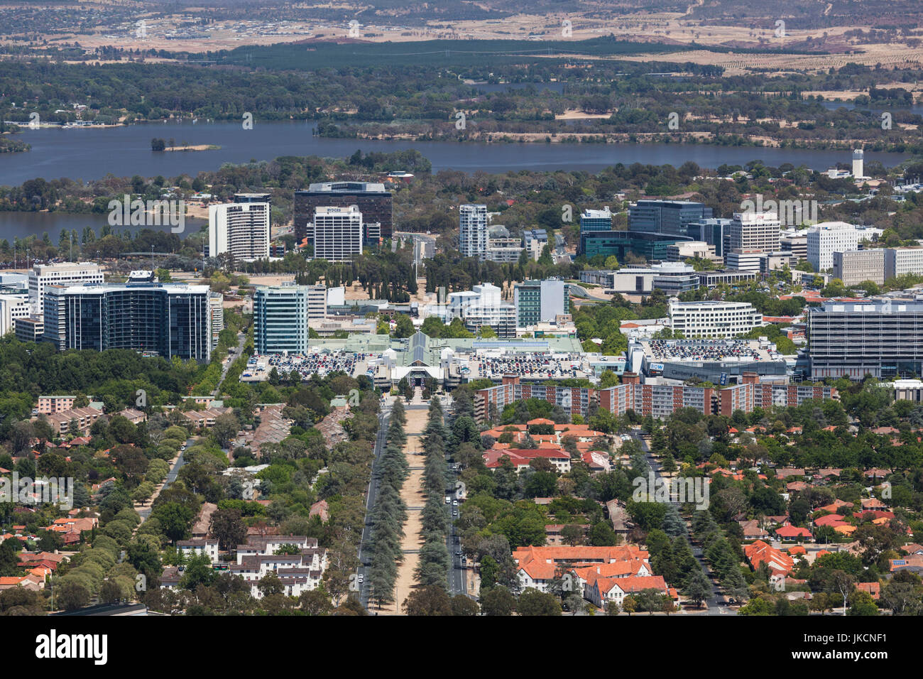 Australia, Australian Capital Territory, ACT, Canberra, city view from Mount Ainslie, morning Stock Photo