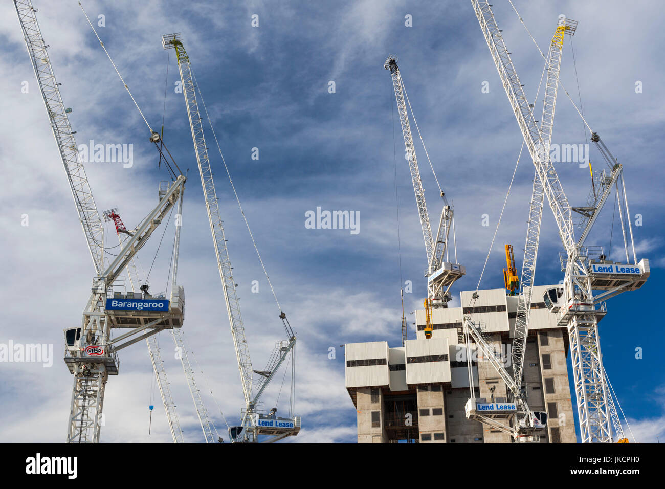 Australia, New South Wales, NSW, Sydney, constriction cranes, Barangaroo Project, Millers Point Stock Photo