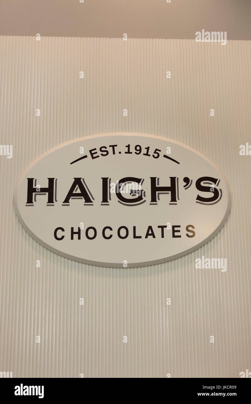 Australia, South Australia, Adelaide, Haigh's Chocolate Factory, sign
