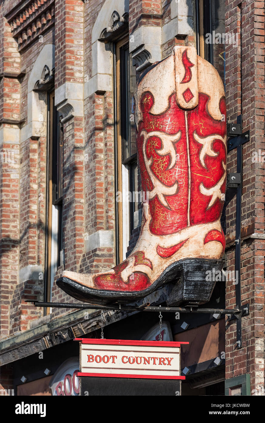 Cowboy boot store on Broadway, Nashville, Tennessee, USA. Stock Photo