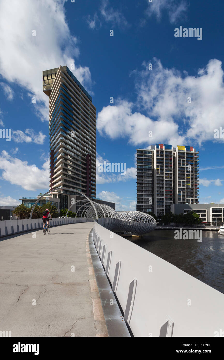 Australia, Victoria, VIC, Melbourne, South Wharf, Yarra's Edge Marina development and Webb Bridge Stock Photo
