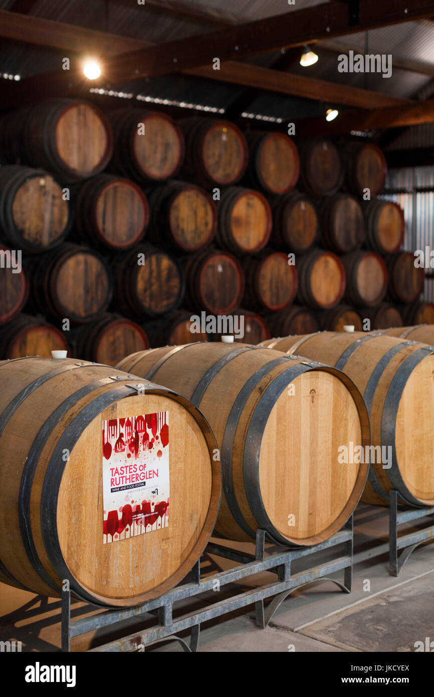 Australia, Victoria, VIC, Rutherglen, Campbell's Winery, wine barrels Stock Photo Alamy