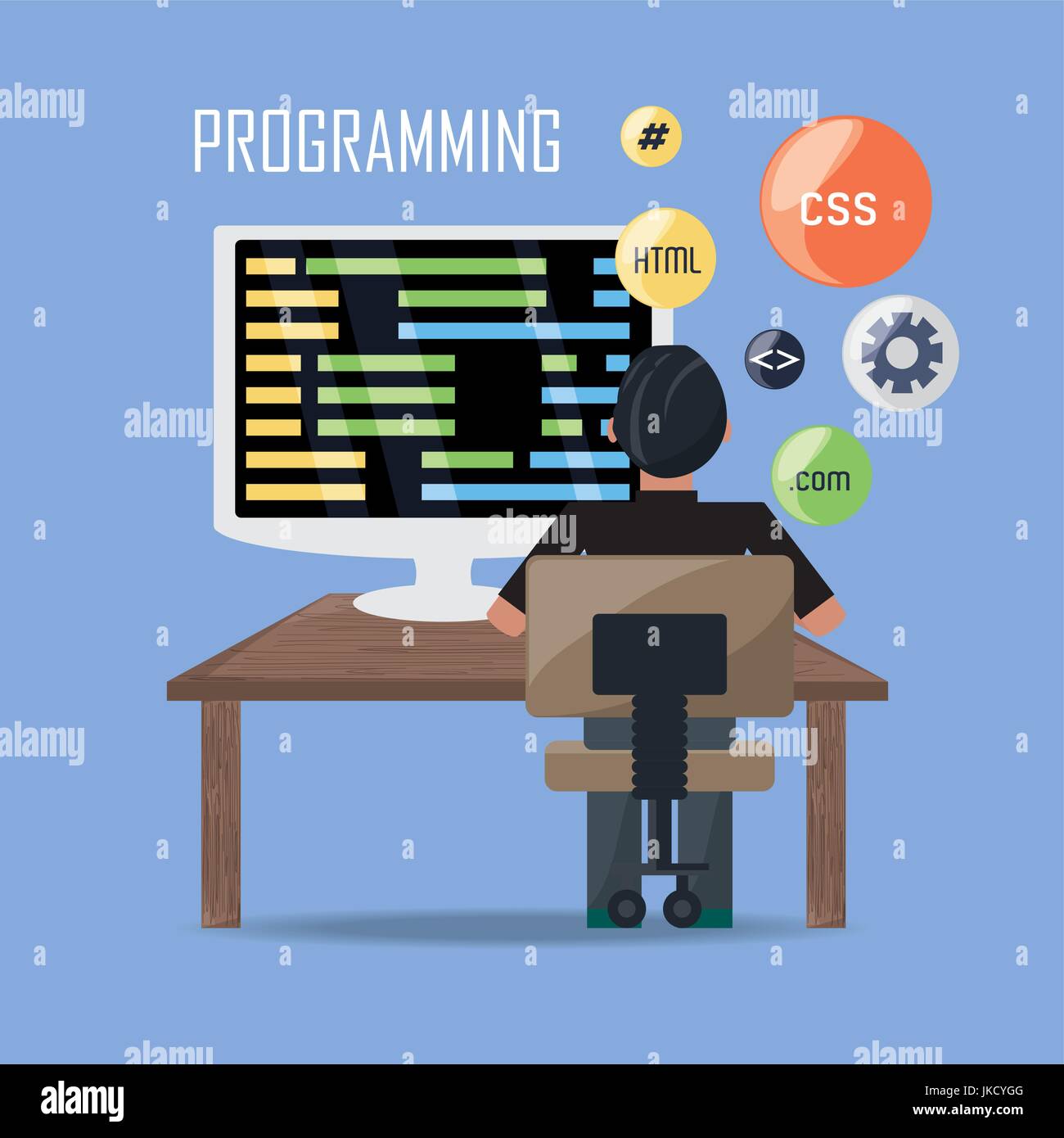 web developer working on computer programming coding Stock Vector Image ...