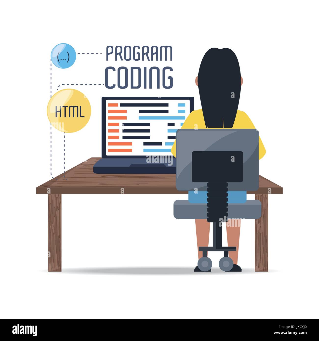 web developer working on computer programming coding Stock Vector Image ...