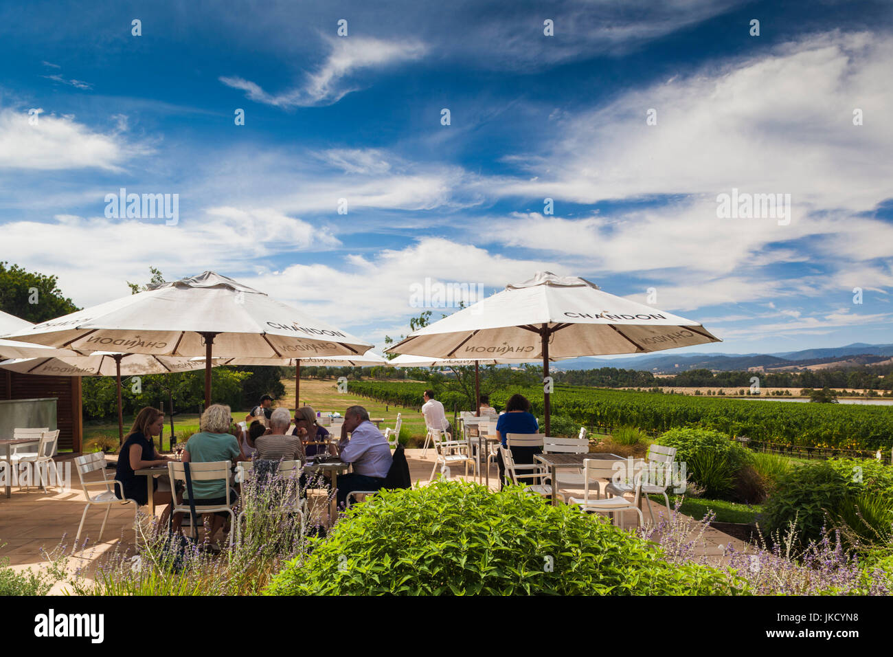 Australia, Victoria, VIC, Yarra Valley, Coldstream, Domaine Chandon Winery, outdoor bar Stock Photo
