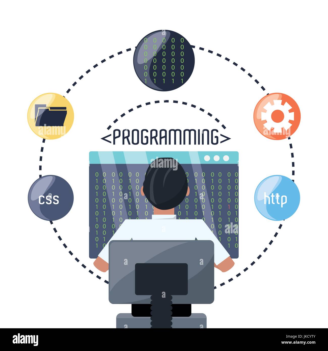 web developer working on computer programming coding Stock Vector Image ...