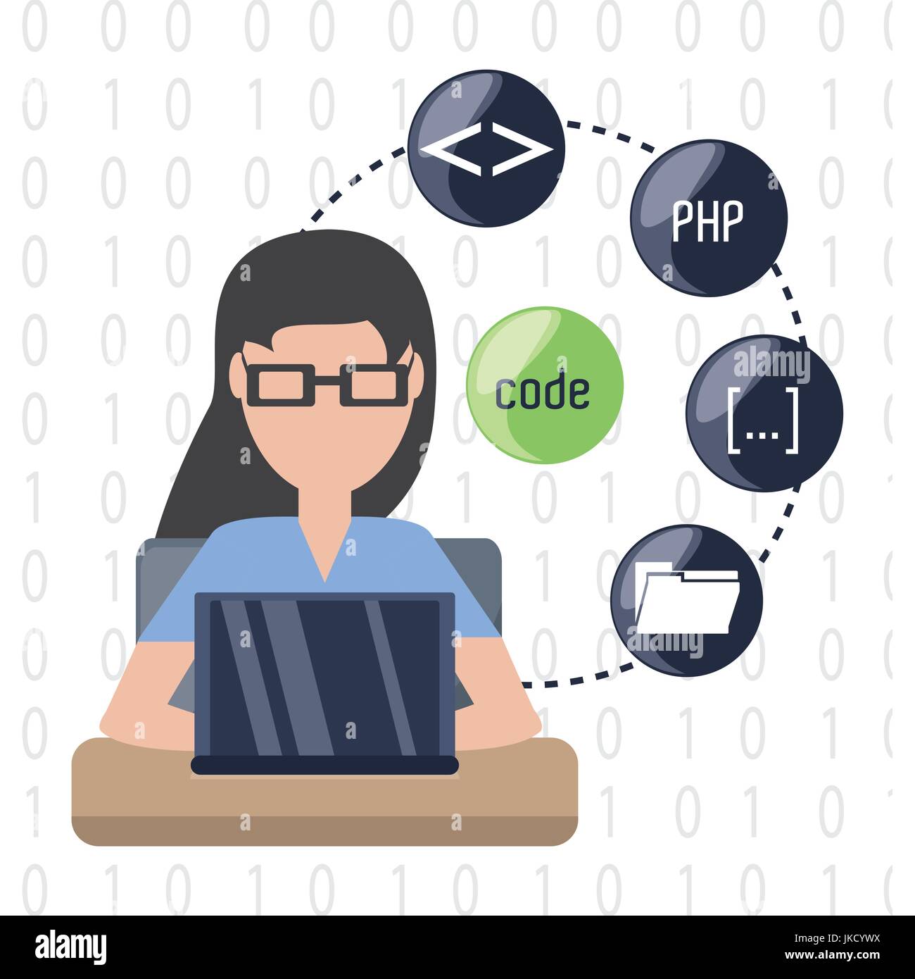 web developer working on computer programming coding Stock Vector Image ...