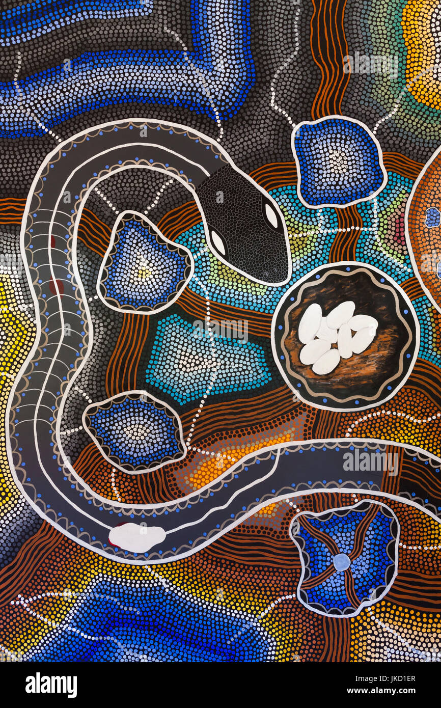 Australia, Western Australia, The Southwest, Kojonup, The Story Place, aboriginal heritage museum, Noongar Seasons Mural, by Craig McVee Stock Photo
