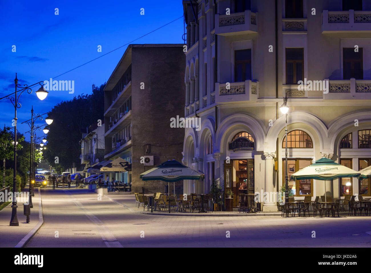 Romania, Black Sea Coast, Constanta, Piata Ovidiu, Ovid Square, dusk