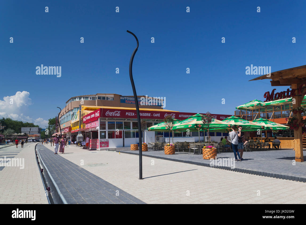 Romania, Black Sea Coast, Mamaia, beach boardwalk Stock Photo