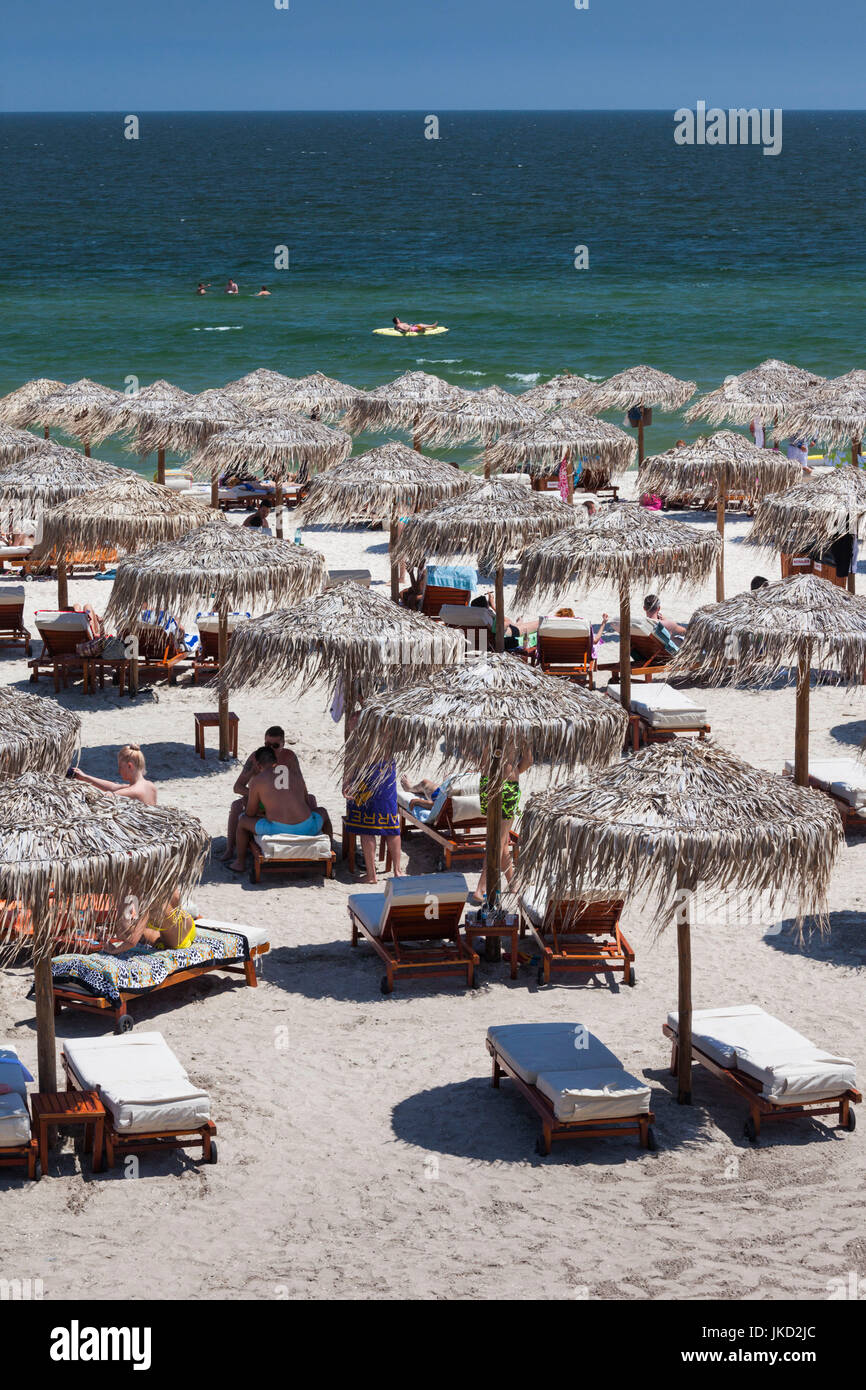 Romania, Black Sea Coast, Mamaia, elevated beachfront view Stock Photo