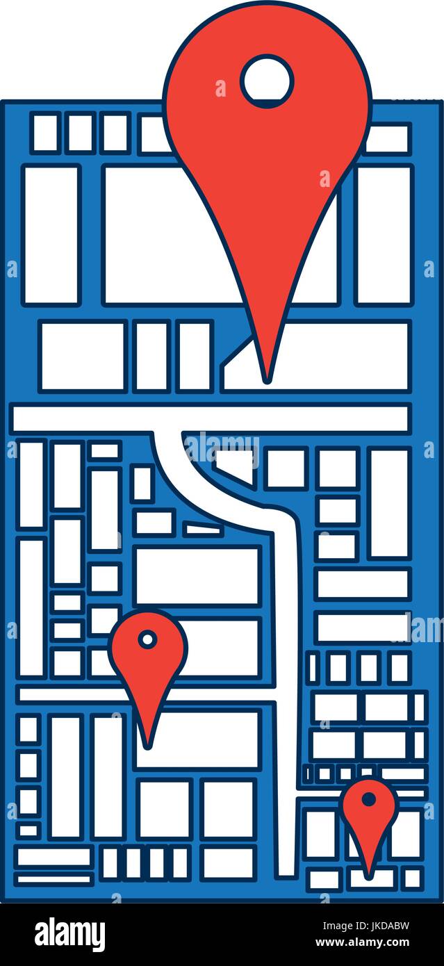 gps map navigation with pointers isolated on white background Stock ...