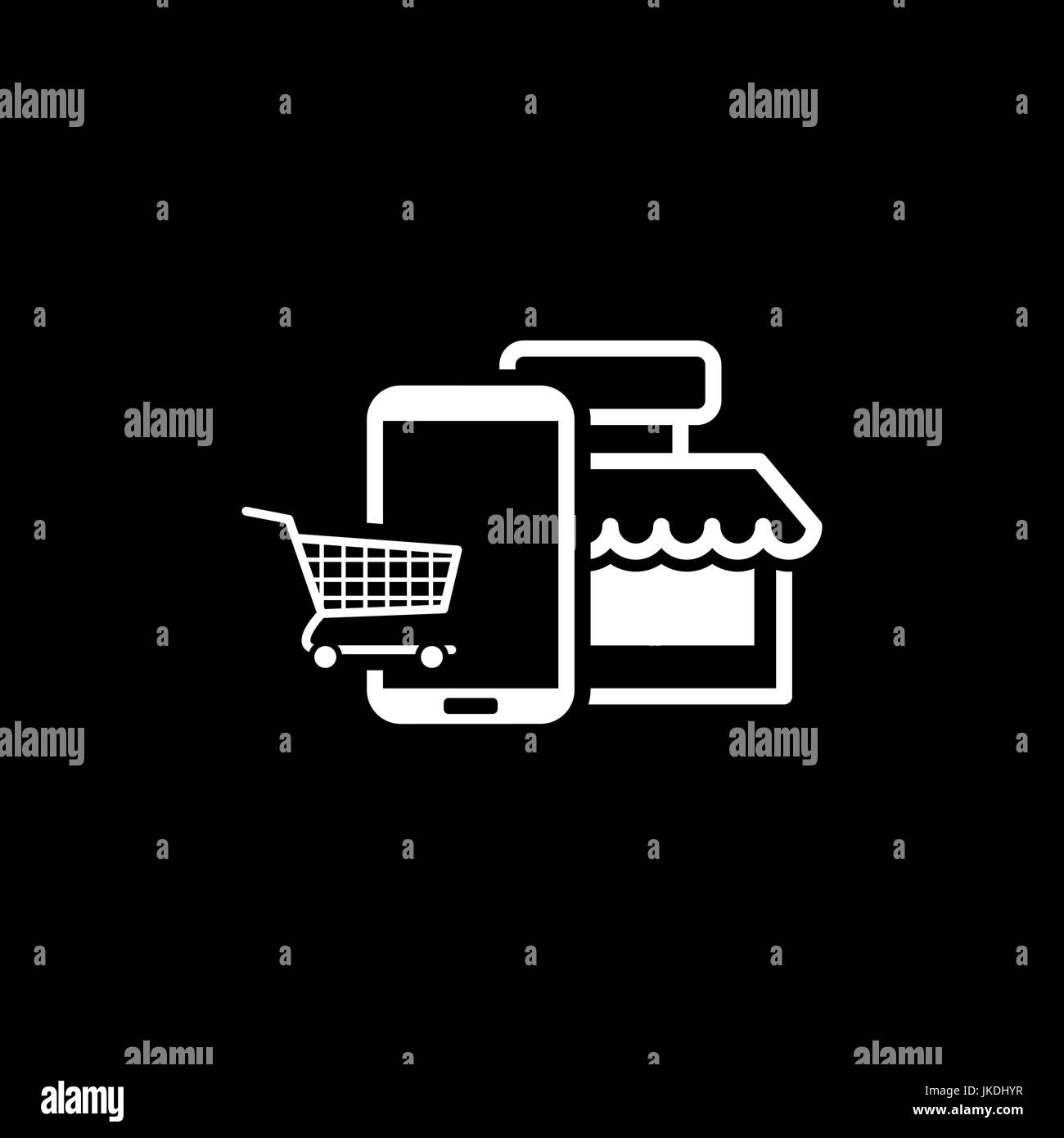 Online Shopping Icon. Flat Design. Stock Vector