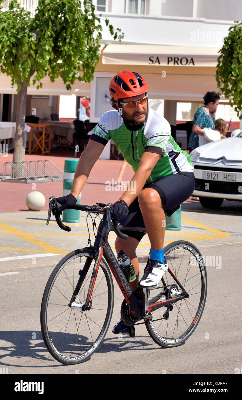 cyclist riding bottecchia reparto corse road bike fornells menorca minorca  Stock Photo - Alamy