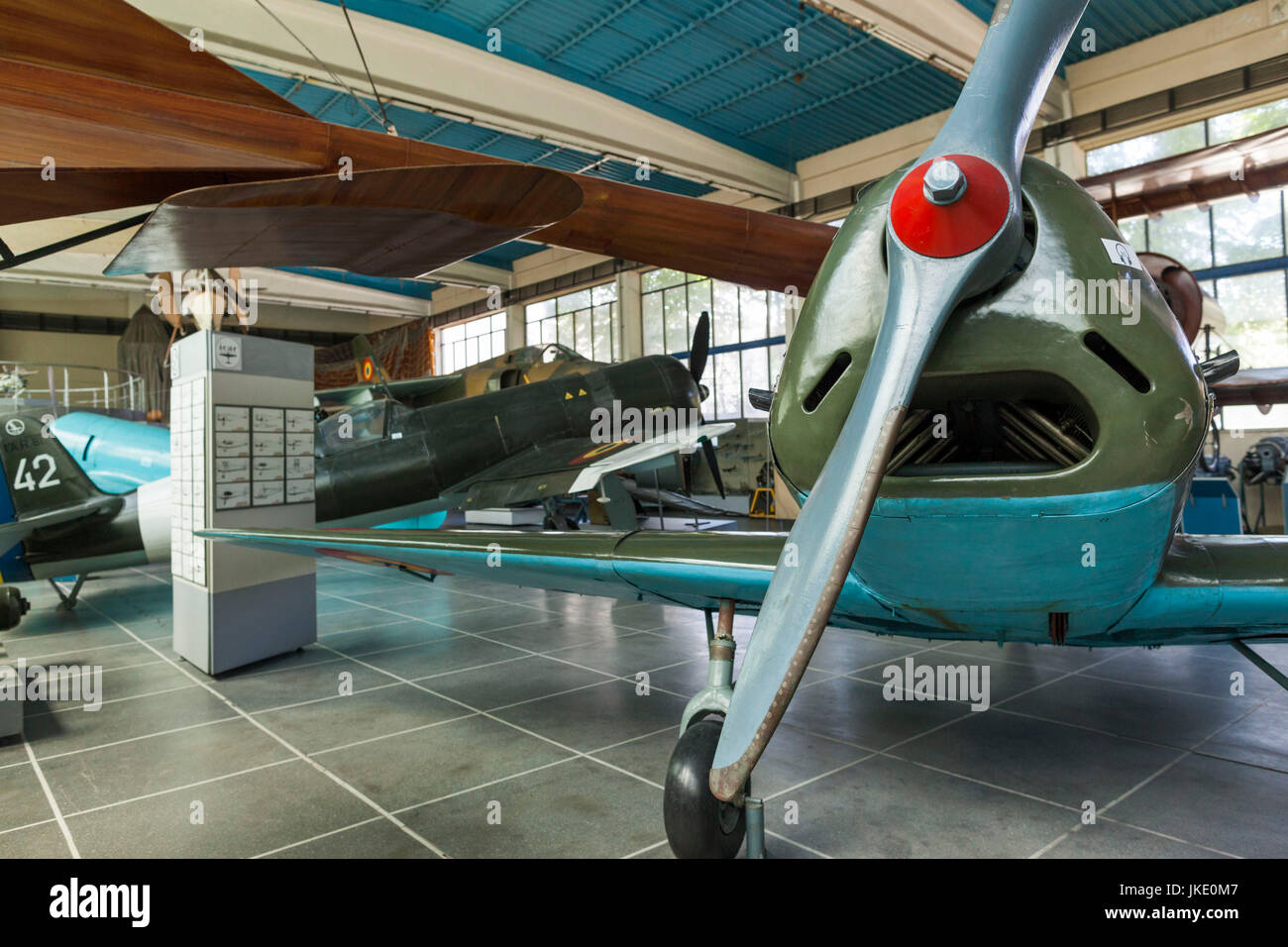 Romania, Bucharest, National Military Museum, Italian-built, Nardi FN-305 WW2-era fighter Stock Photo