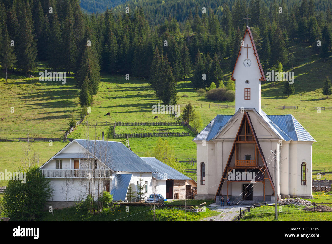 Romania, Bucovina Region, Carlibaba, village church Stock Photo