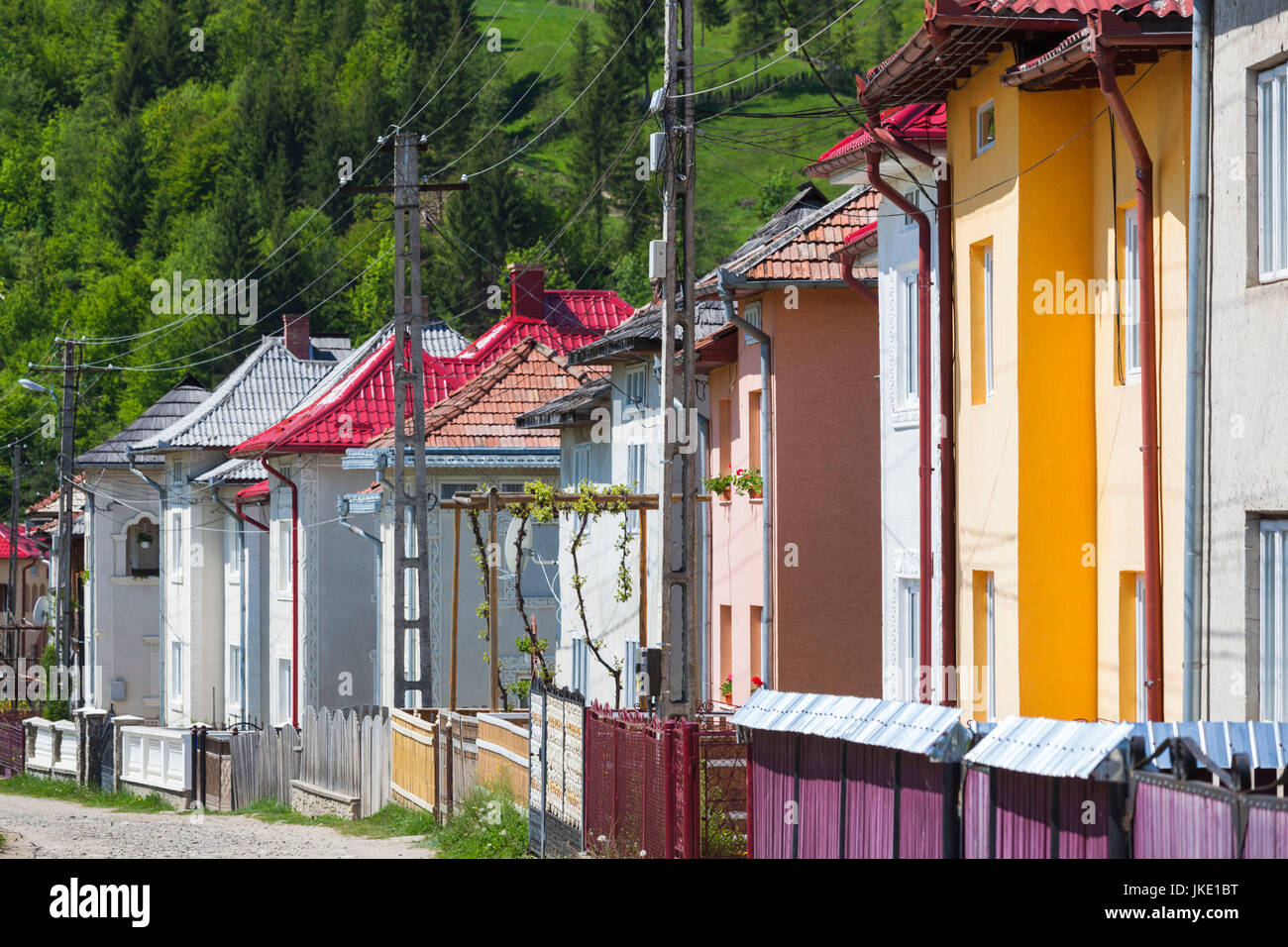 Romania, Bucovina Region, Frumosu, village houses Stock Photo