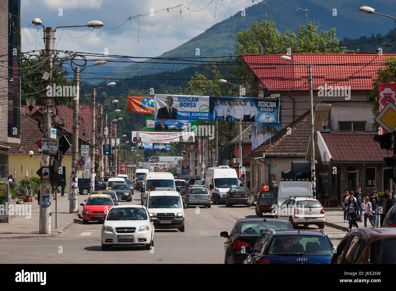 Romania, Maramures Region, Borsa, traffic town center Stock Photo - Alamy