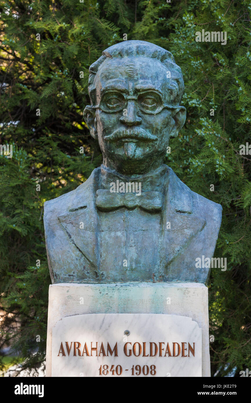 Romania, Moldovia Region, Iasi, bust of Avraham Goldfaden, founder of ...
