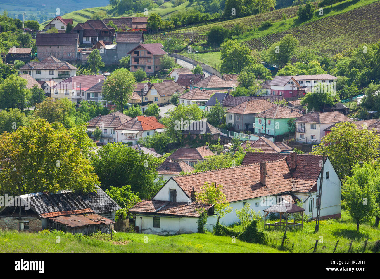 Romania, Transylvania, Medias, elevated town view Stock Photo - Alamy