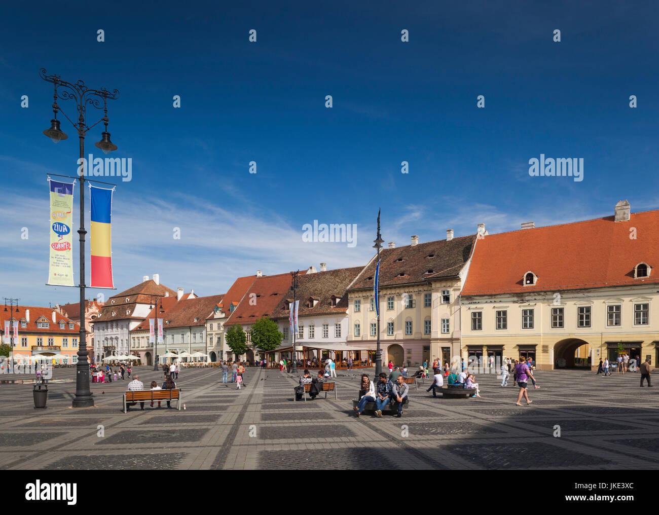 Sibiu, Transylvania, Romania central square at night time. Hermannstadt  city Stock Photo - Alamy