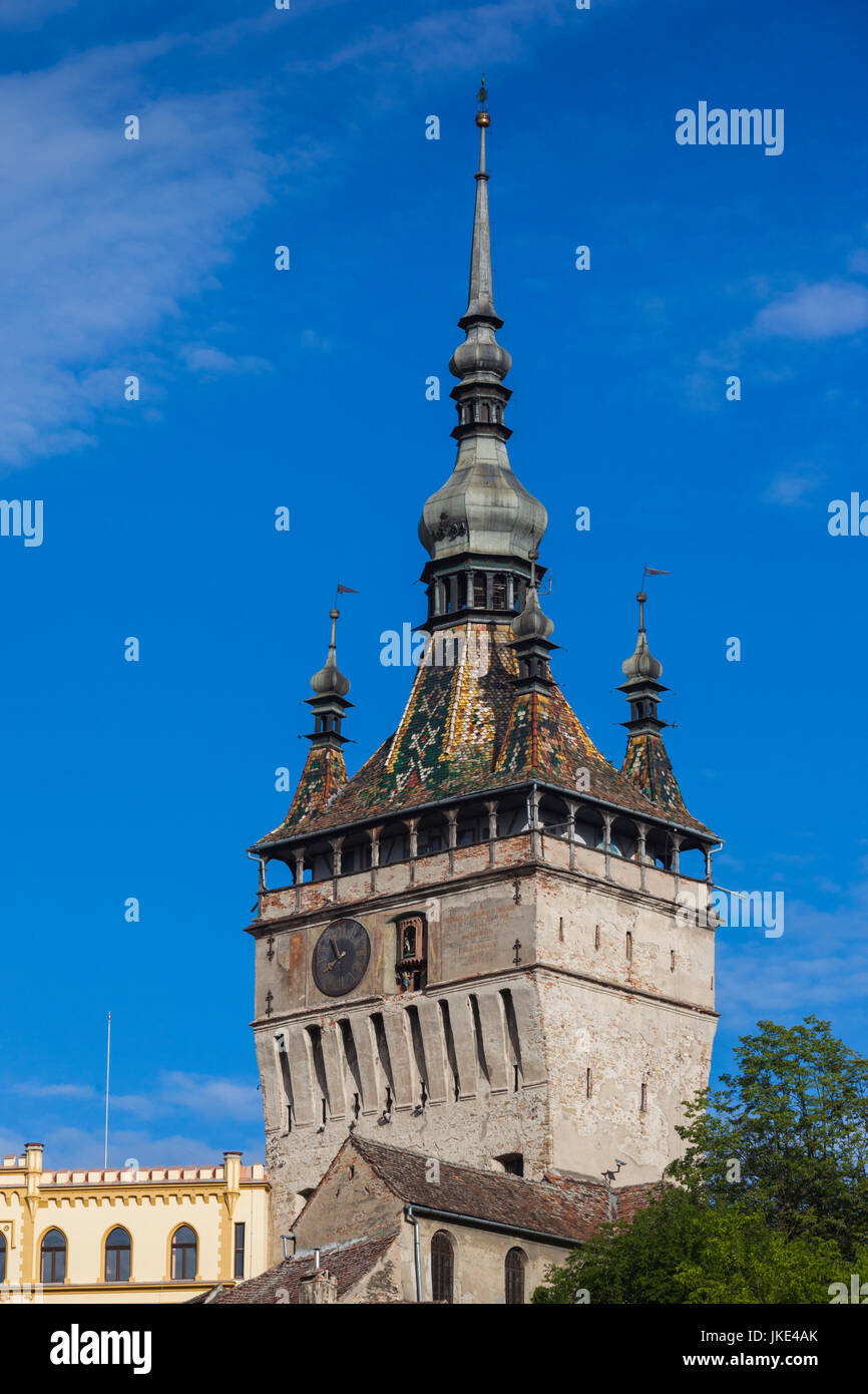 Romania, Transylvania, Sighisoara, clock tower, built in 1280, morning