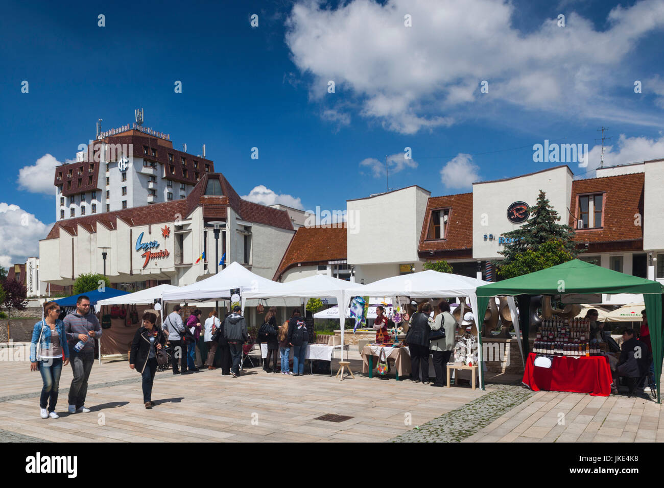 Romania, Transylvania, Targu Mures, Piata Teatrului Square Stock Photo