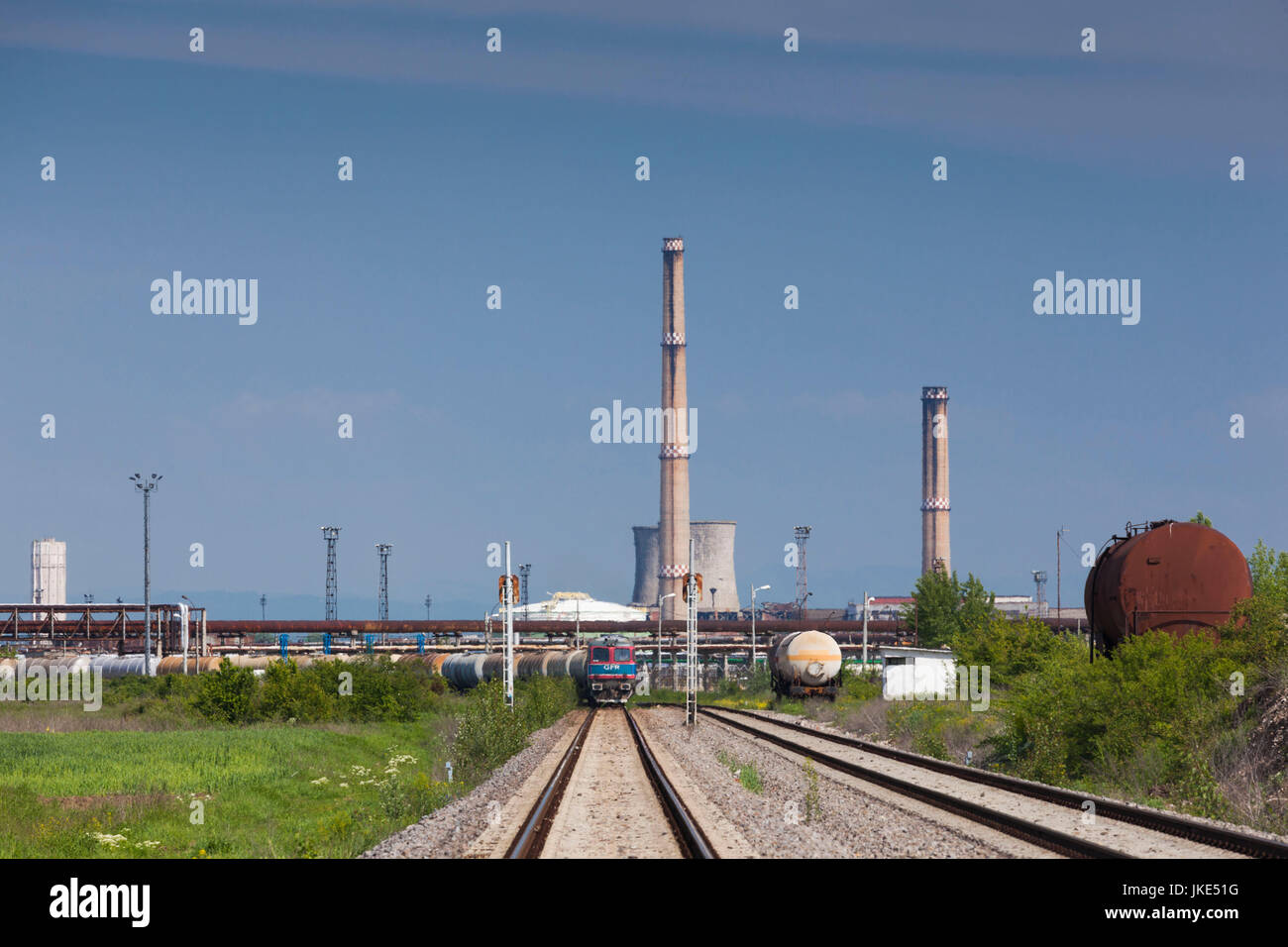 Romania, Wallachia, Ploiesti, view of oil refineries Stock Photo