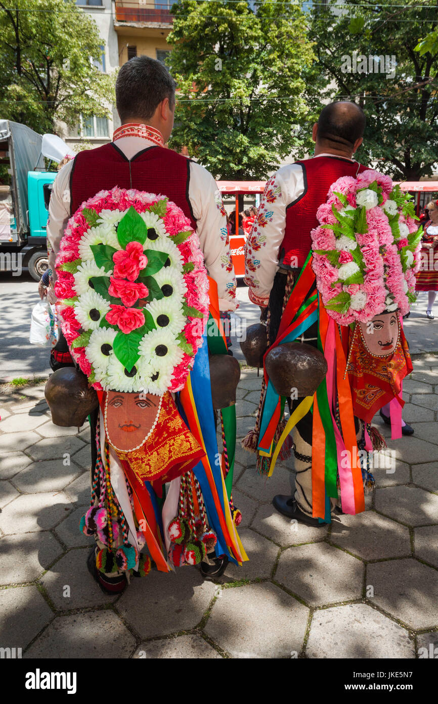 Bulgaria, Central Mountains, Kazanlak, Kazanlak Rose Festival, town produces 60% of the world's rose oil, Rose Parade, men in traditional rose costumes, NR Stock Photo