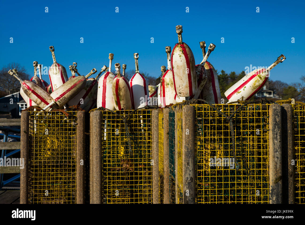 USA, Maine, Five Islands, lobster buoys Stock Photo Alamy