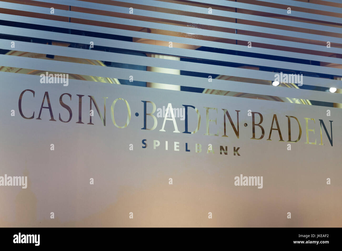 Germany, Baden-Wuerttemberg, Baden-Baden, Casino Baden-Baden sign Stock Photo