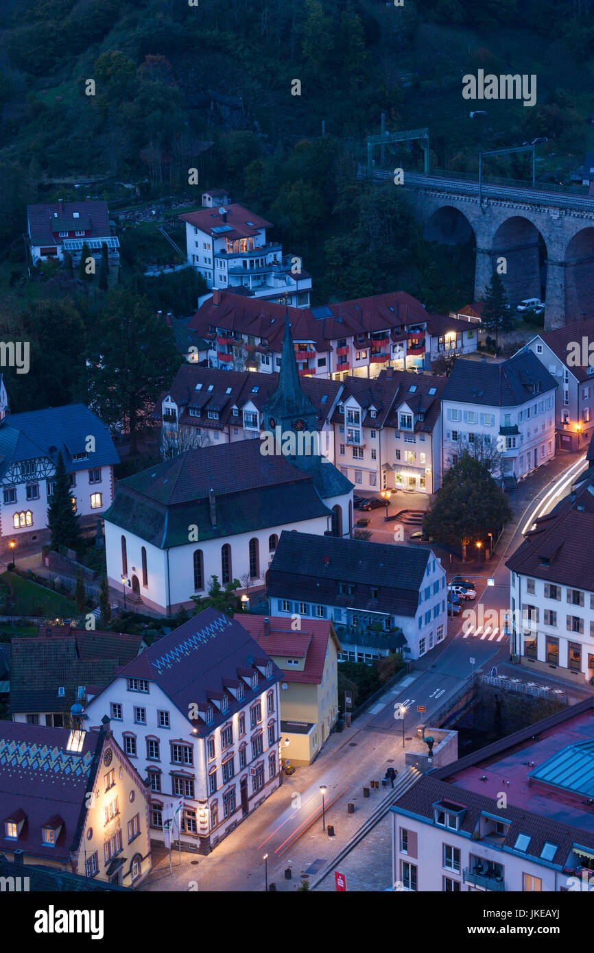 Germany, Baden-Wuerttemberg, Black Forest, Hornberg, elevated town view ...