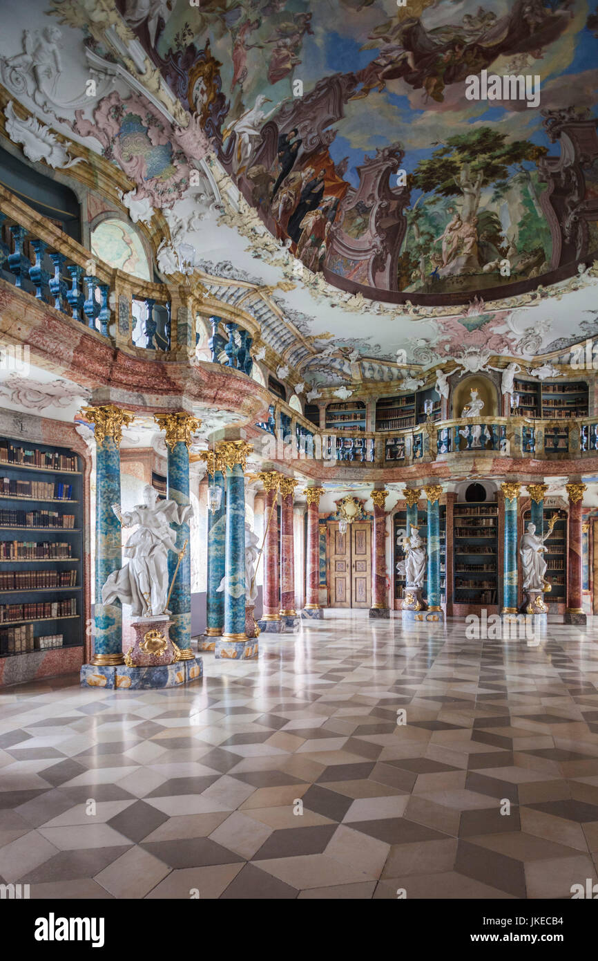 Germany, Baden-Wuerttemberg, Wiblingen, Kloster Wiblingen Abbey, 18th century monastery, rococo-style library built in 1760 Stock Photo