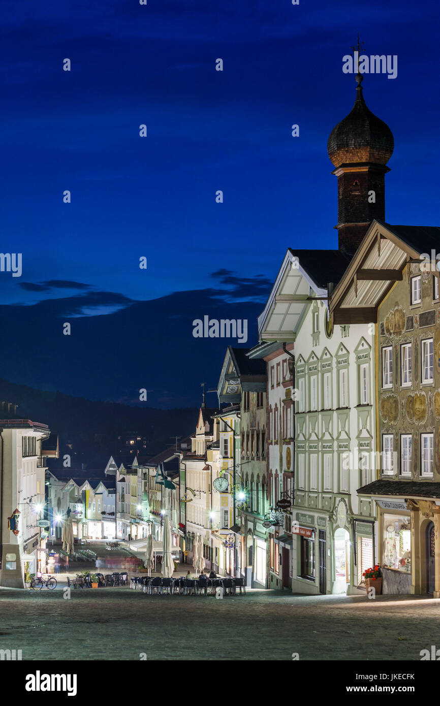 Germany, Bavaria, Bad Toelz, Marktstrasse, pedestrian street, evening Stock Photo