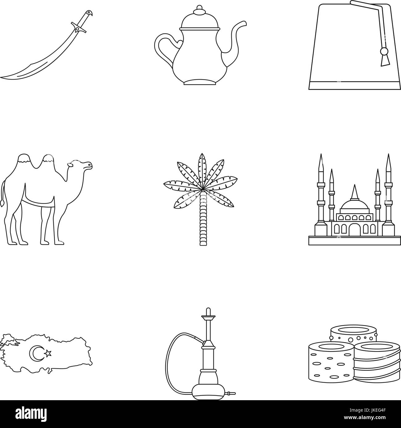 Turkey stuff icons set, outline style Stock Vector Image & Art - Alamy