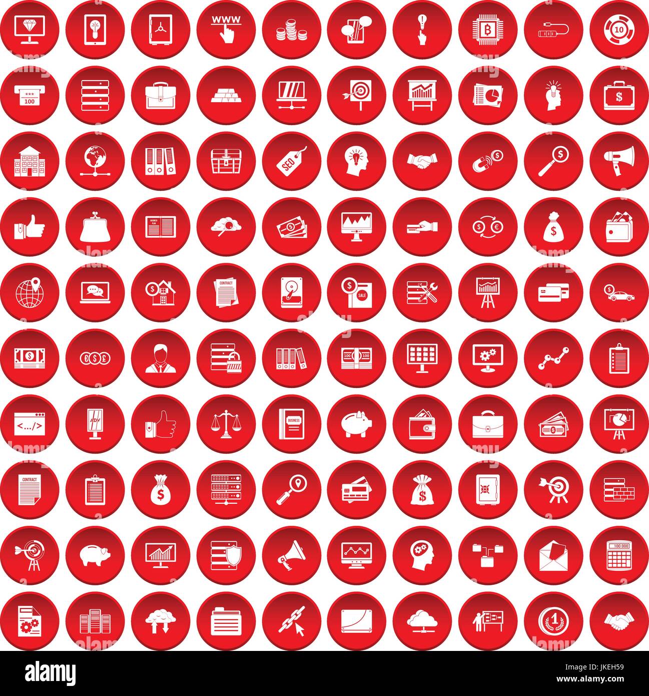 100 business process icons set red Stock Vector Image & Art - Alamy