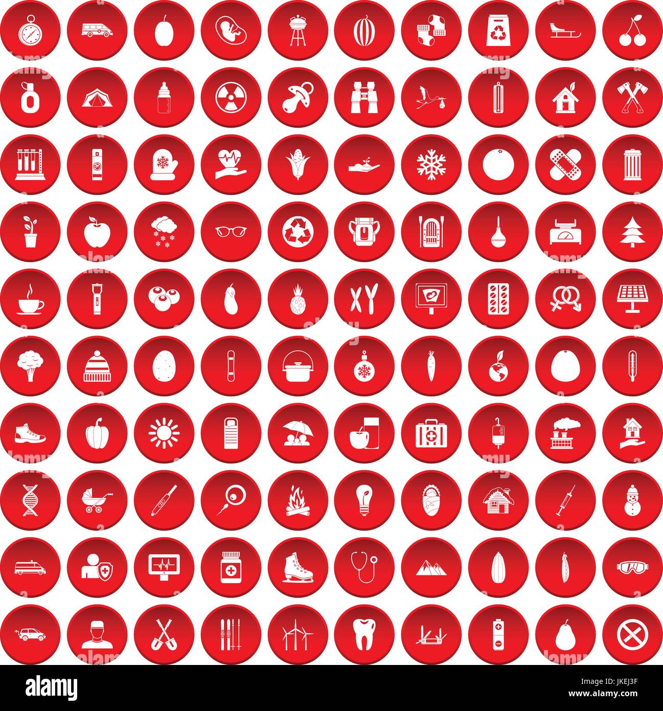 100 child health icons set red Stock Vector Image & Art Alamy