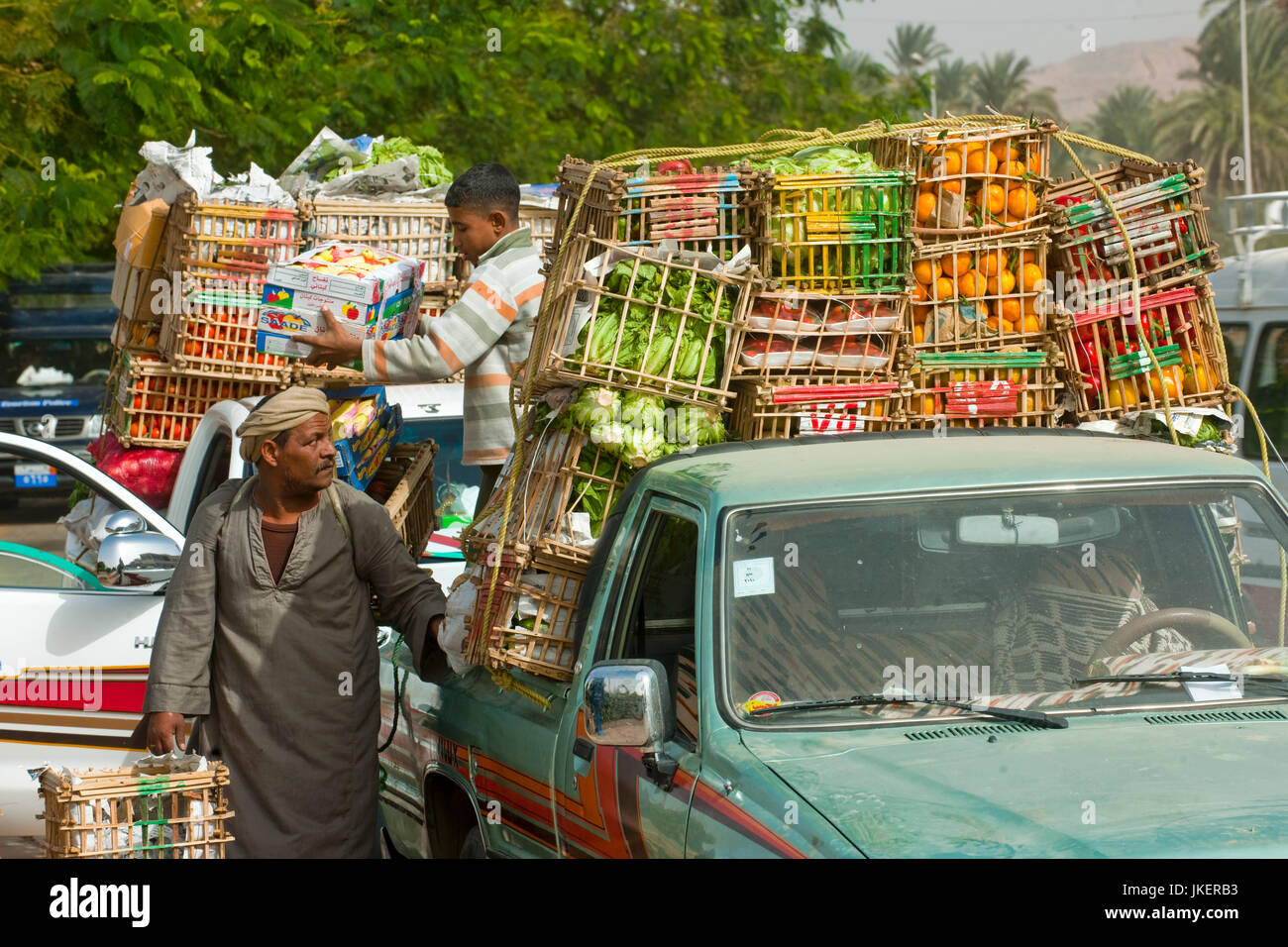 Ägypten, Assuan, Obst- und Gemüsetransport Stock Photo