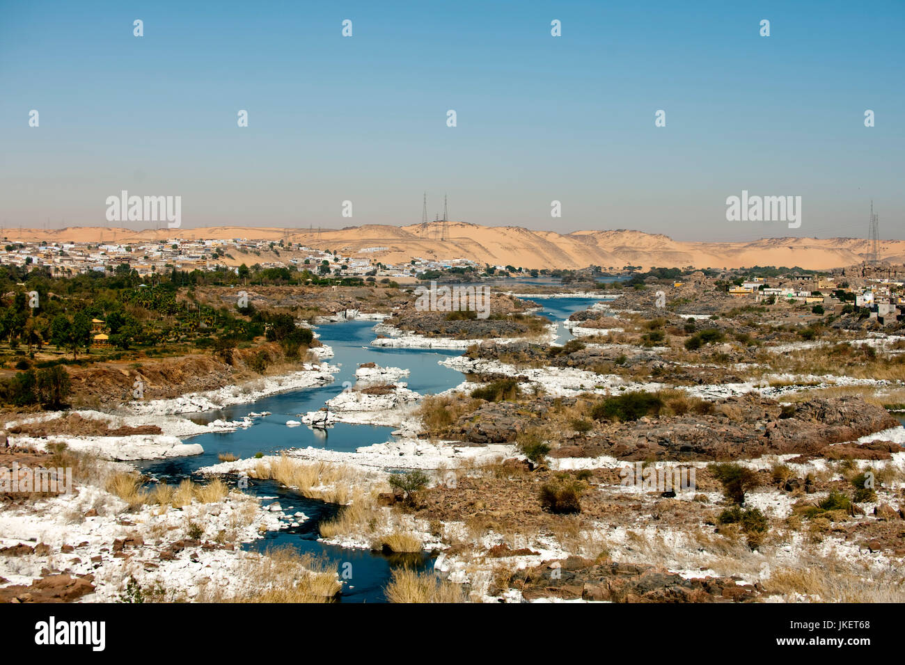 Aegypten, Assuan, Nil unterhalb vom Alten Assuan-Staudamm Stock Photo