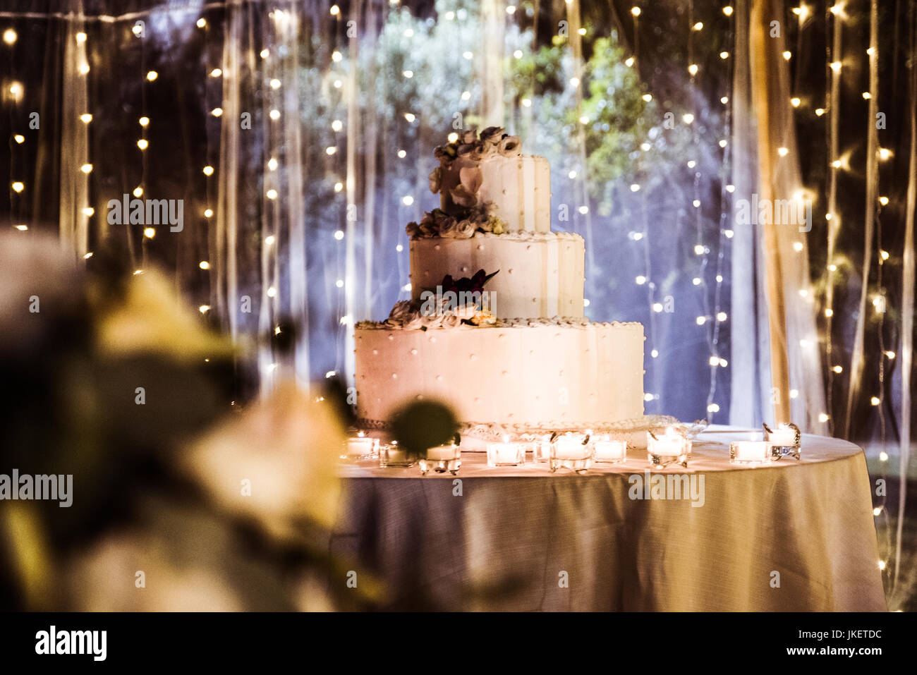 wedding decorations and cake Stock Photo