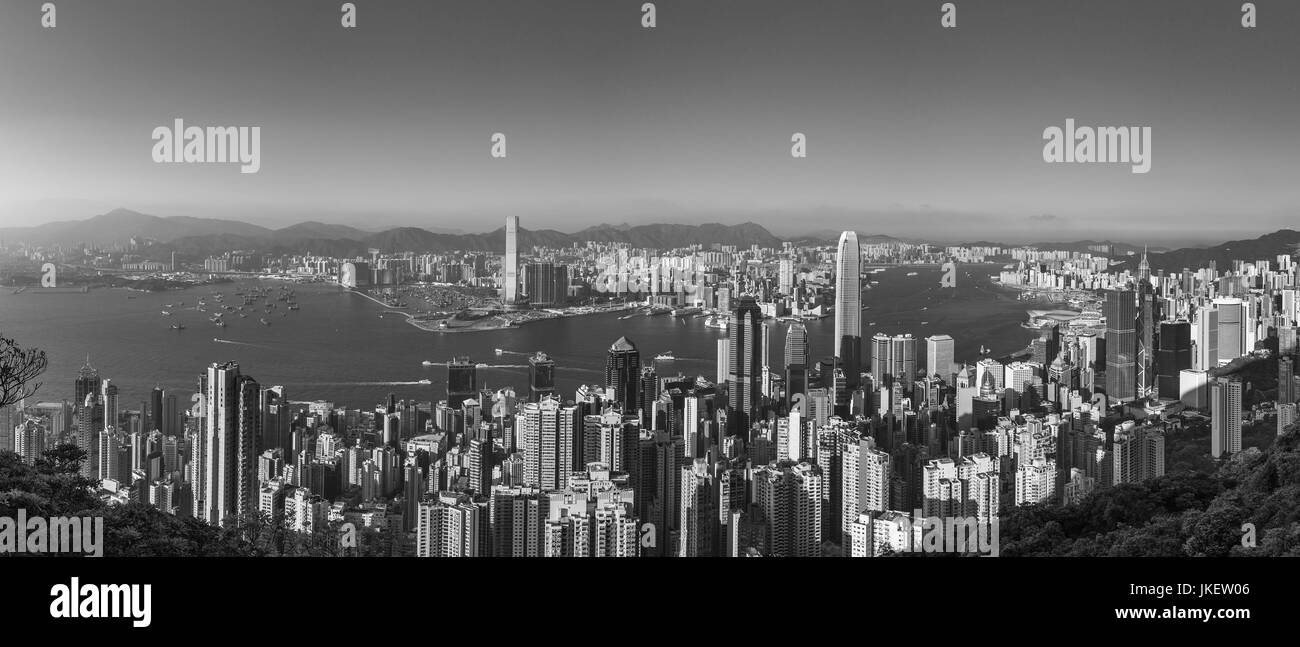 Panorama aerial view of Hong Kong City Stock Photo