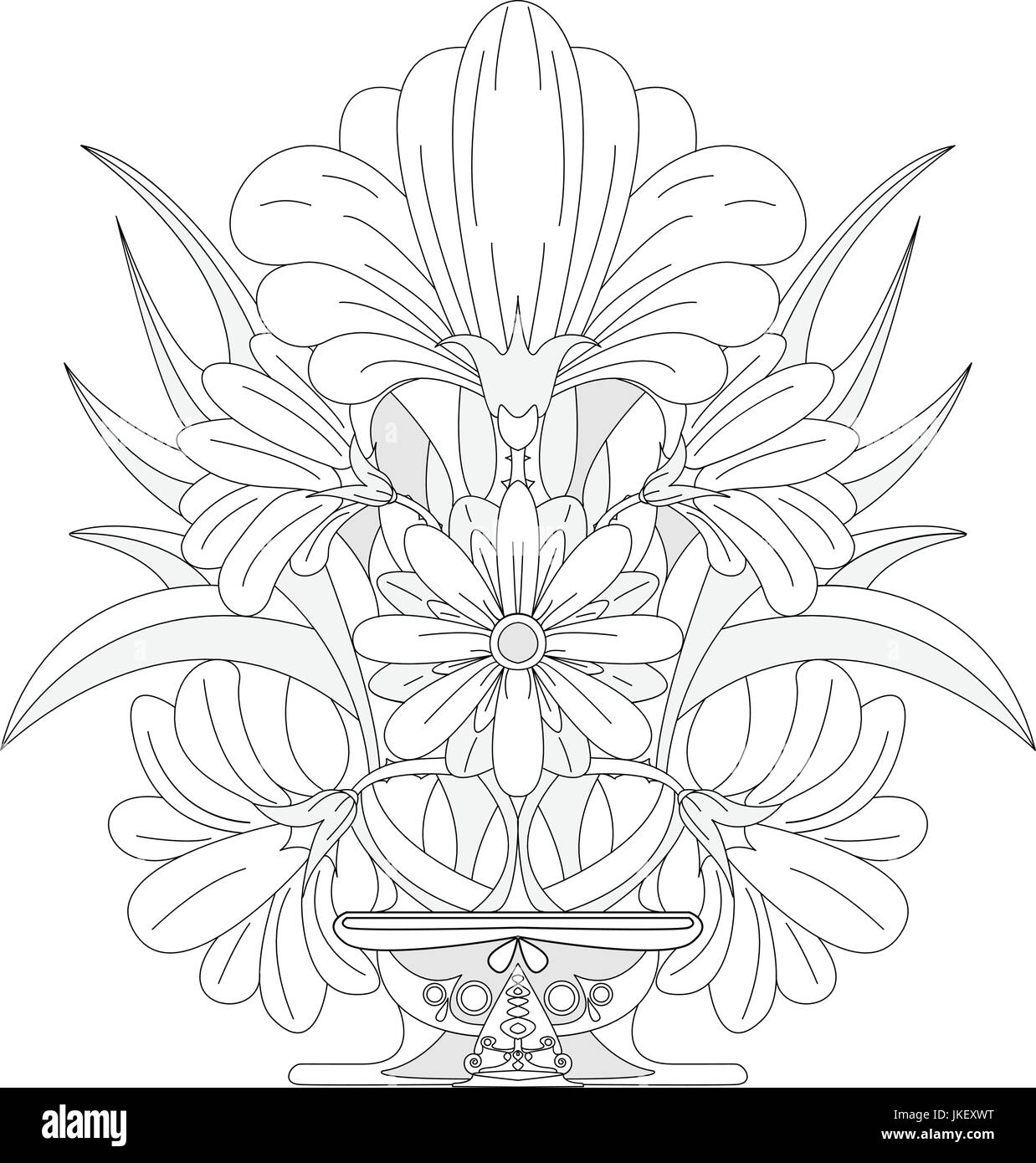 Artwork of coloring page for adult. Flowers. Stock Vector