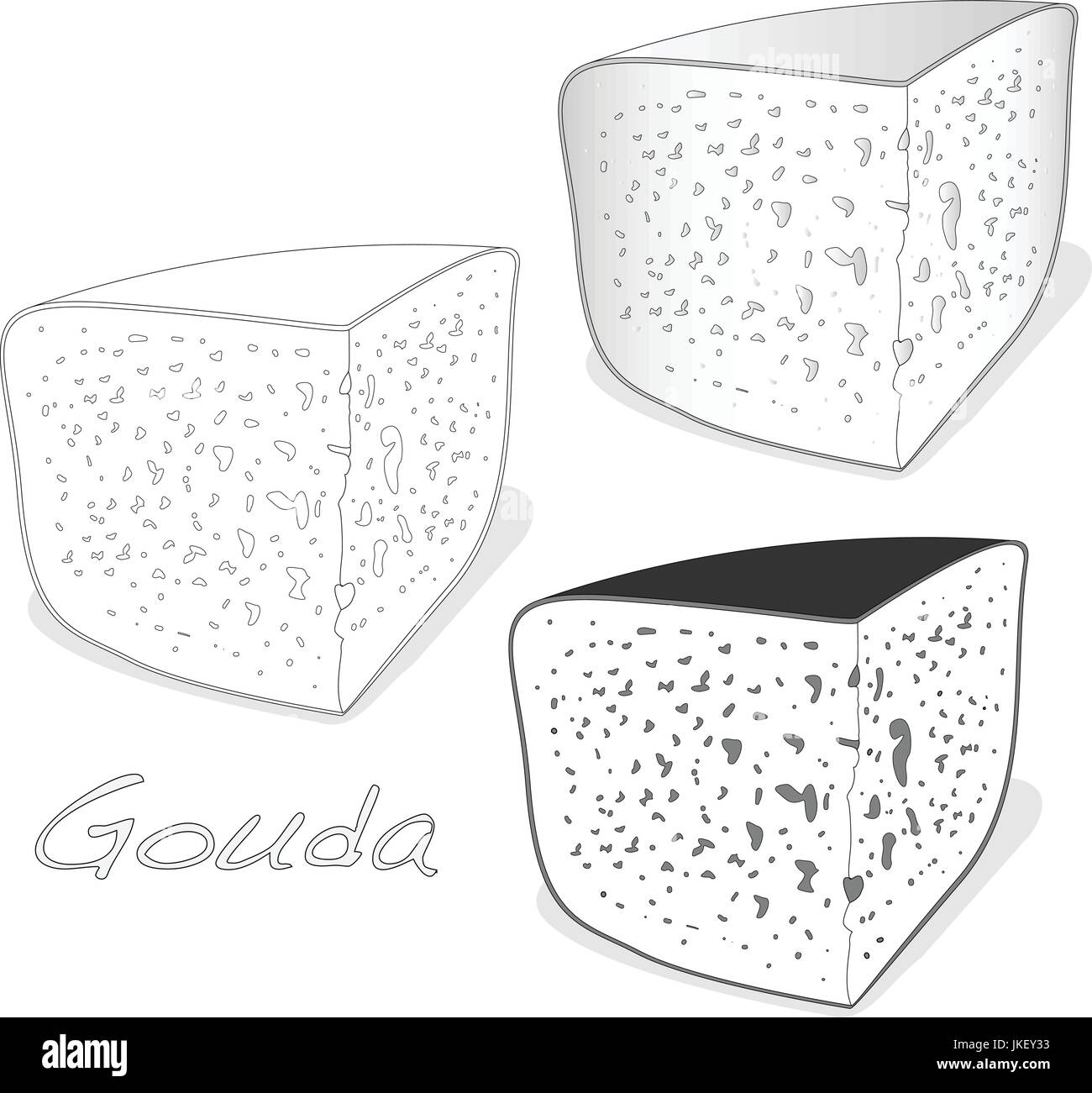 Isolated Gouda cheese illustration on a white background Stock Vector