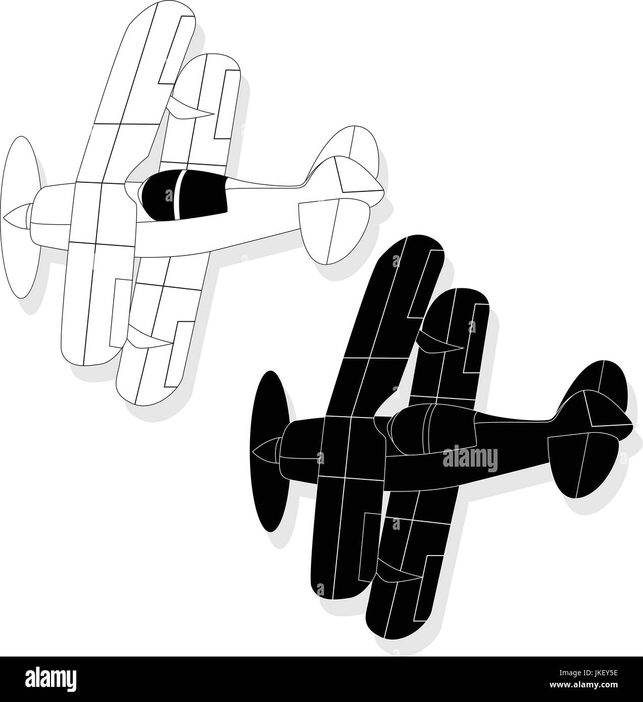 A bi plane isolated on sky. Fine  illustration. Stock Vector