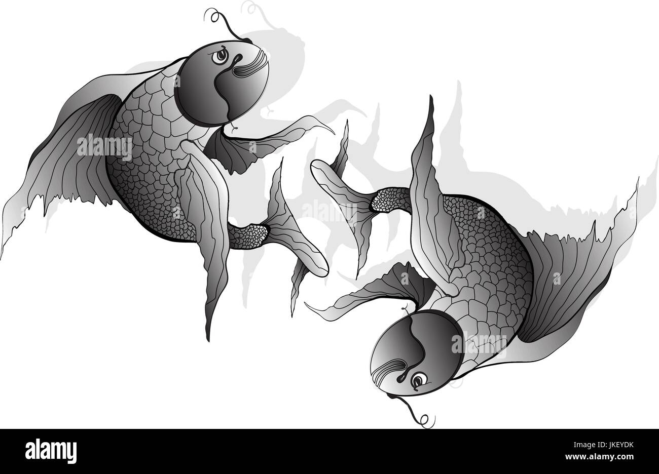 illustration of koi carp, fish. Vector. Stock Vector