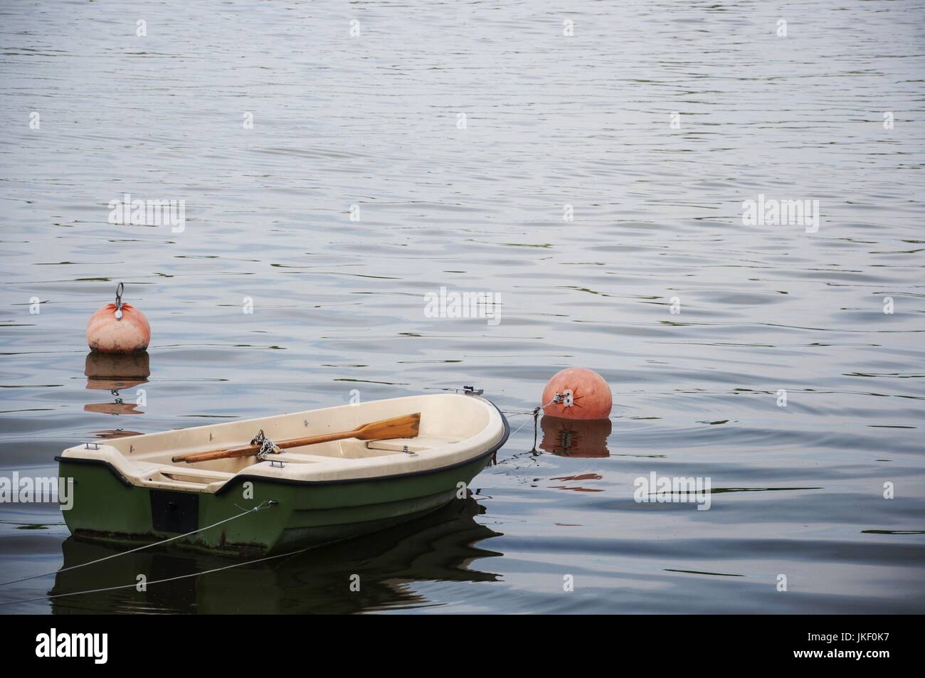 a boat with paddles moored on the lake Stock Photo - Alamy