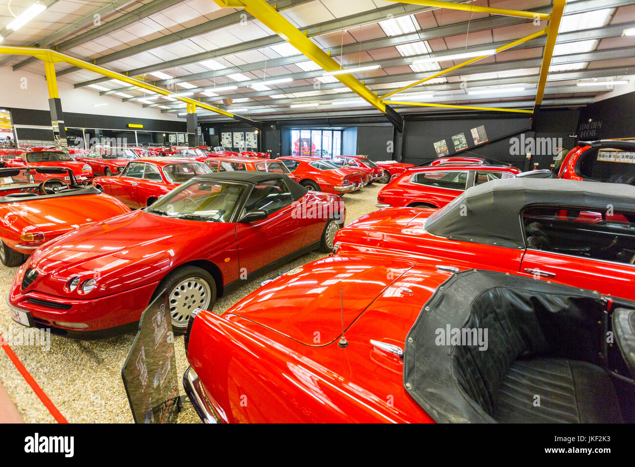 A selection of various sports cars in The Red Room at the Haynes International Motor Museum, Sparkford, Somerset, England, UK Stock Photo